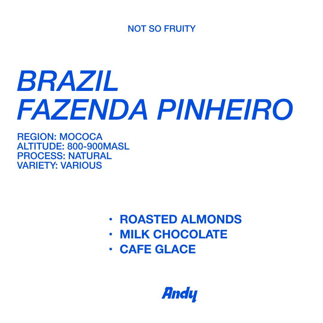 BRAZIL Fazenda Pinheiro espresso bag seen from the back, showing tasting notes