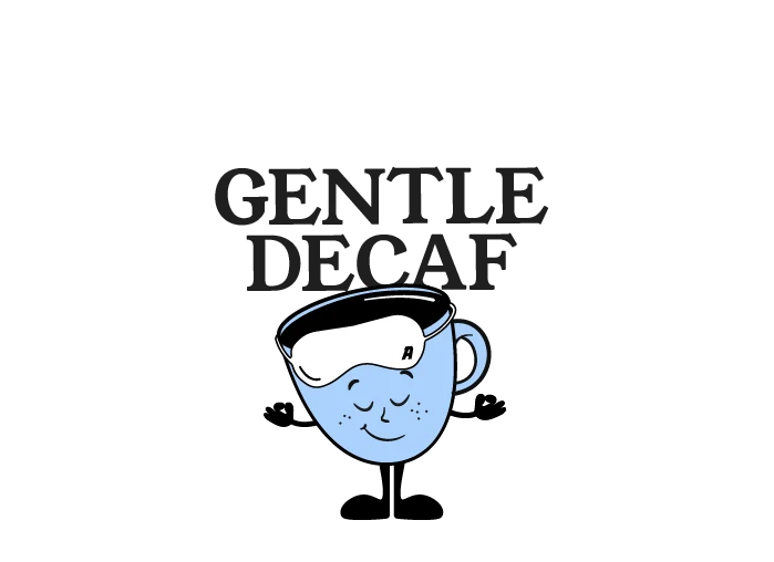 Decaf coffee bag and brewed cup from the Andy Roasters decaf range
