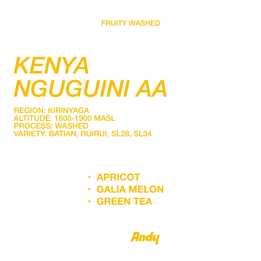 KENYA Nguguini AA espresso coffee bag with bright label artwork